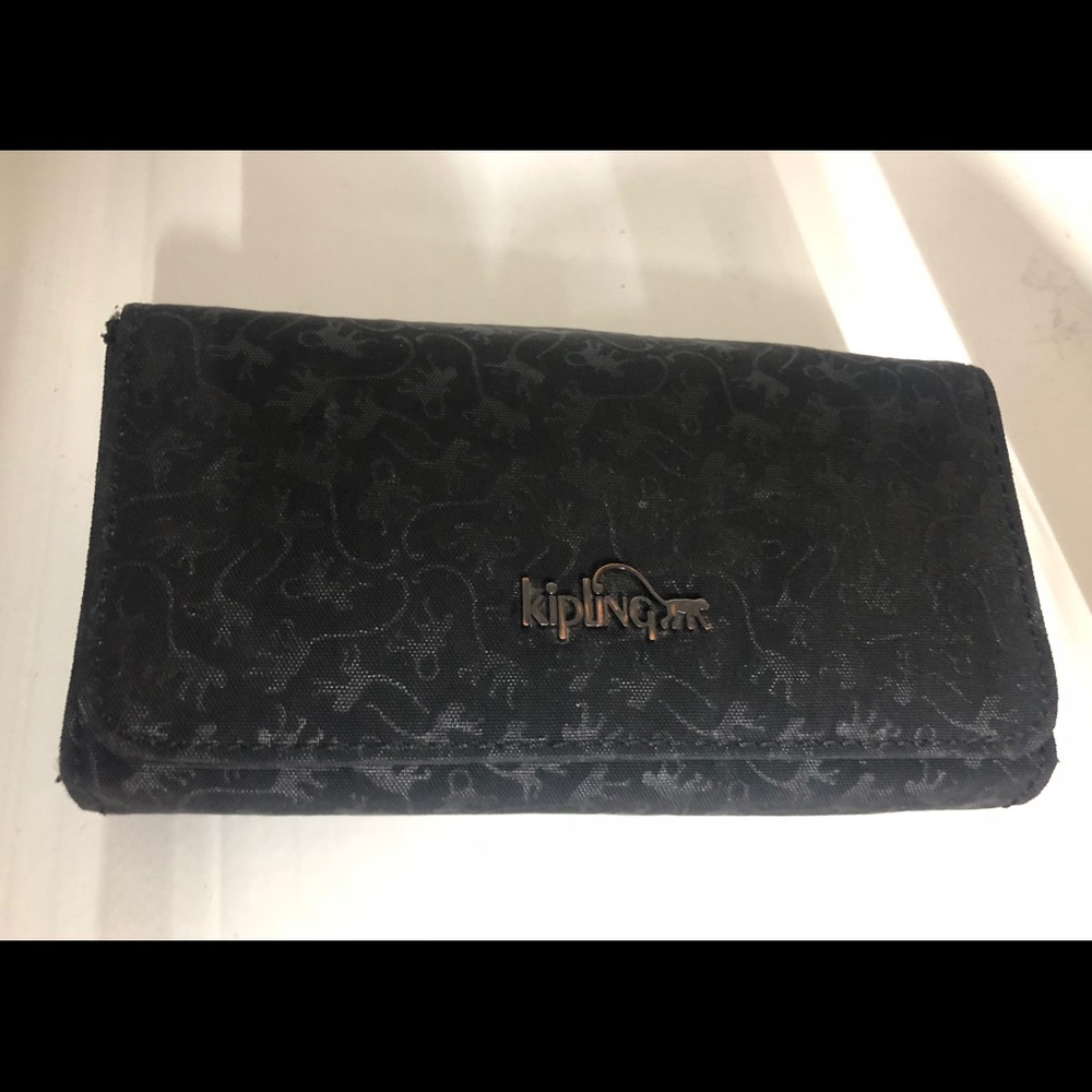 kipling black logo wallet